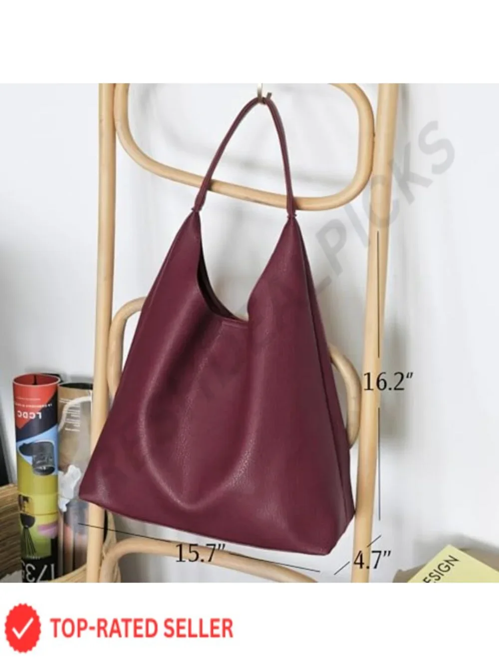 Slouchy Hobo Tote Vegan Leather Shoulder Handbag Women's Purse